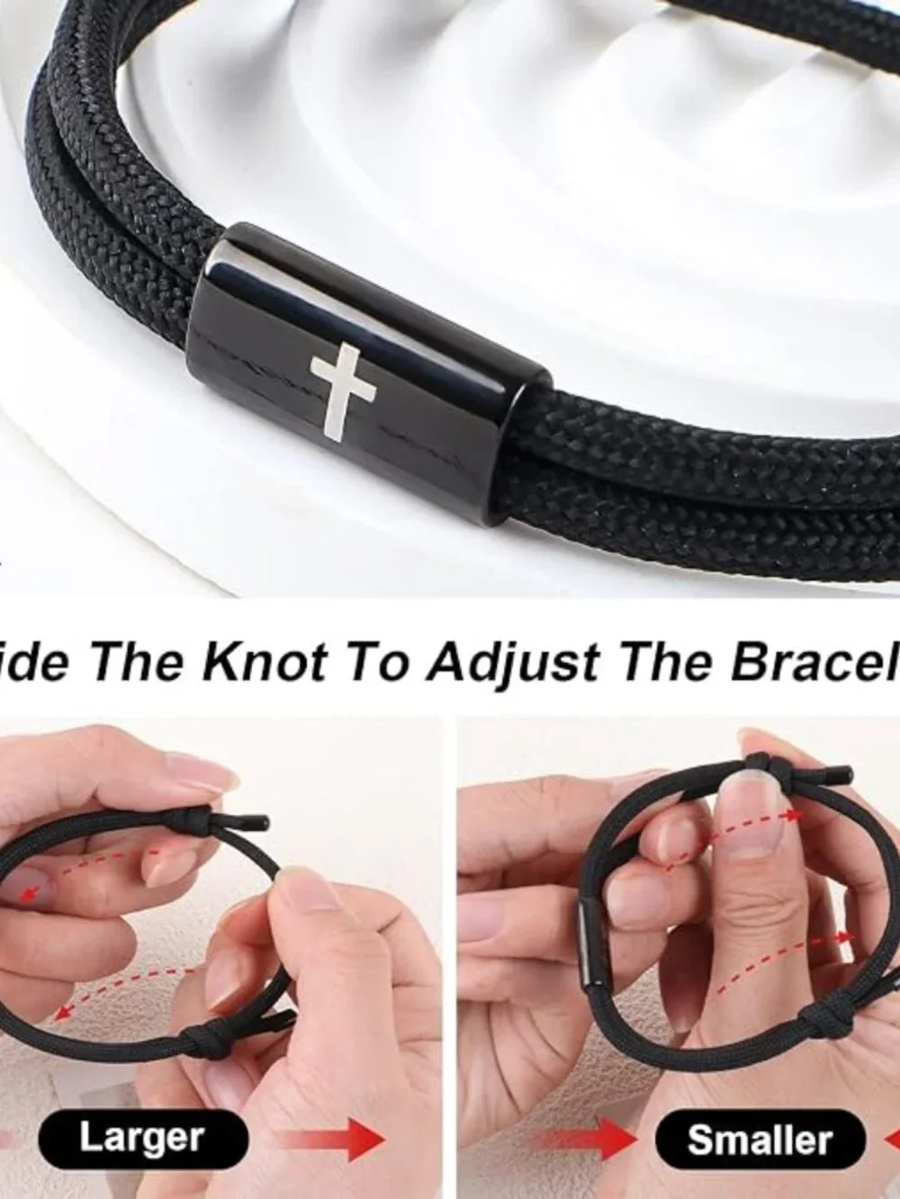 Lava Stone and Paracord Cross Bracelet Set